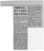 a newspaper clipping from the Times-Herald, 16 August, 1945