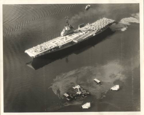 MAY 31, 1958 - USS BENNINGTON SALUTE TO USS ARIZONA