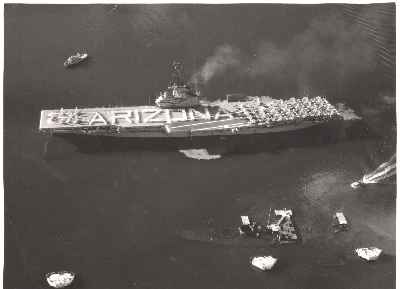 MAY 31, 1958 - USS BENNINGTON SALUTE TO USS ARIZONA