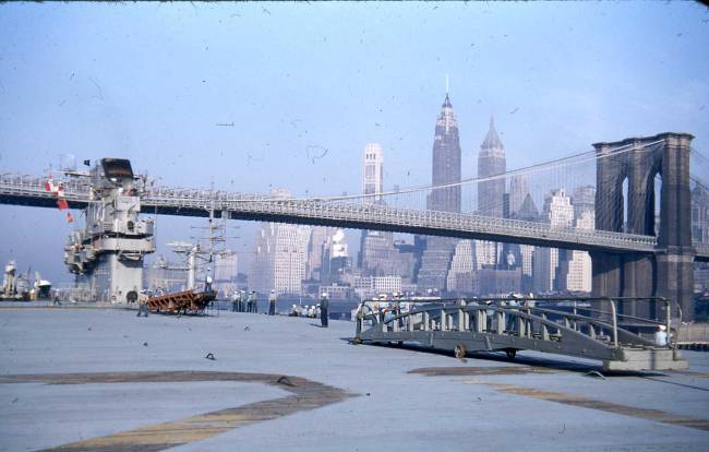 USS Bennington Under the Manhattan Bridge