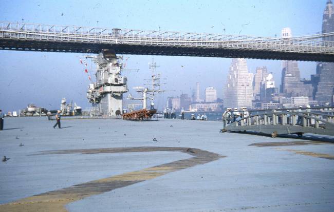 USS Bennington Under the Manhattan Bridge