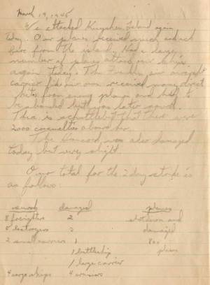  James F Brady WWII Log Book 19 Mar 1945 