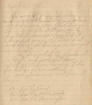  James F Brady WWII Log Book 6 Apr 1945 