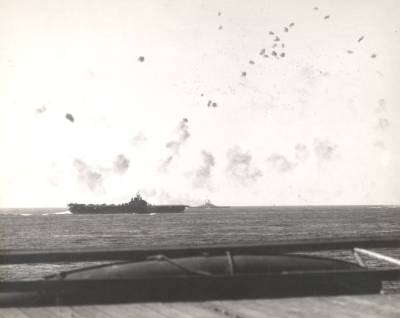   Taken from USS Hornet (CV-12) on 16 Apr 1945 