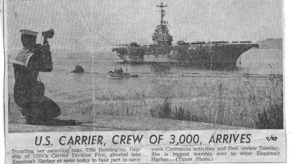 USS BENNINGTON CVA-20 - July 1958 - Victoria, British Columbia
