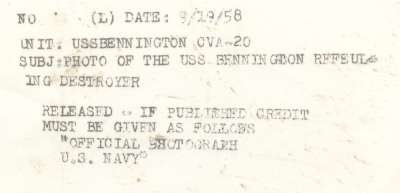 September 19, 1958<BR>Refeuling Destroyer