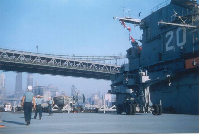 USS Bennington Under the Manhattan Bridge