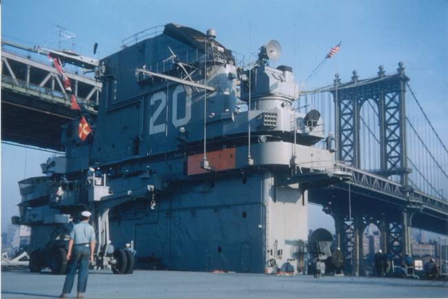 USS Bennington Under the Manhattan Bridge